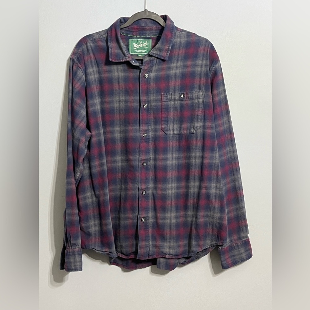 Woolrich Red and Blue plaid Casual Button Down Shirt 2XL